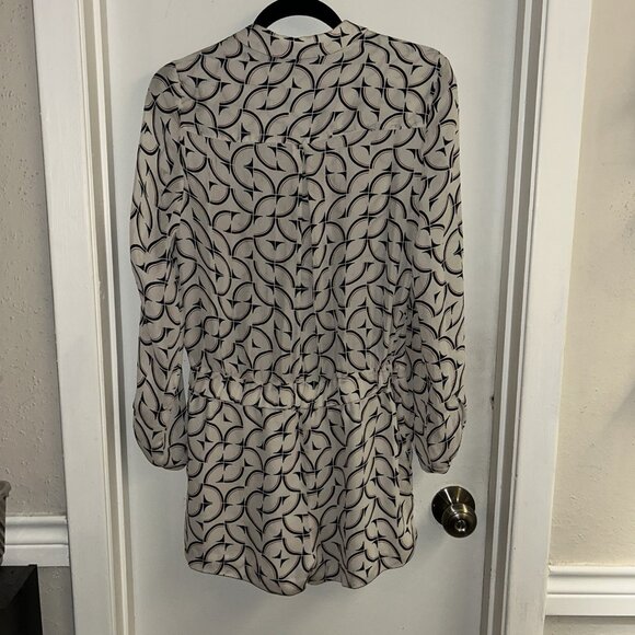 Marciano Ivory Abstract Print Cinched Waist Preppy Exquisite Romper Size XS - Picture 6 of 10